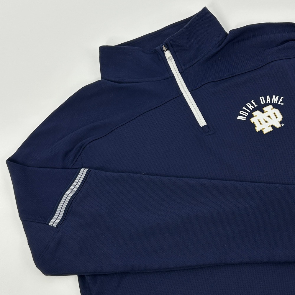 Notre Dame Fighting Irish Shirt Men Small Blue Under Armour HeatGear Quarter Zip